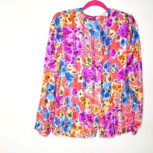 VINTAGE Floral Button Down Sz 8 Longsleeve